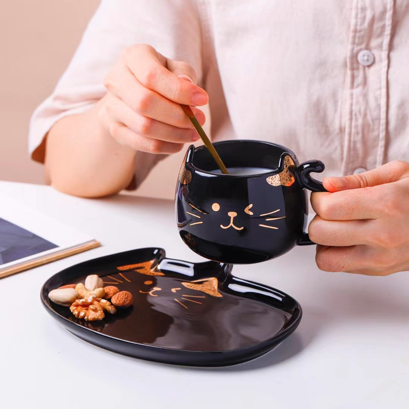 Cat Mug And Plate- Tea cup, coffee cup, cup for tea | Cups and Mugs for Office Table & Home Decoration