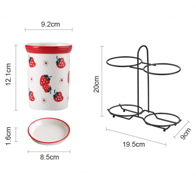 Strawberry Print Chopstick Holder Set of 2 - Kitchen Tool