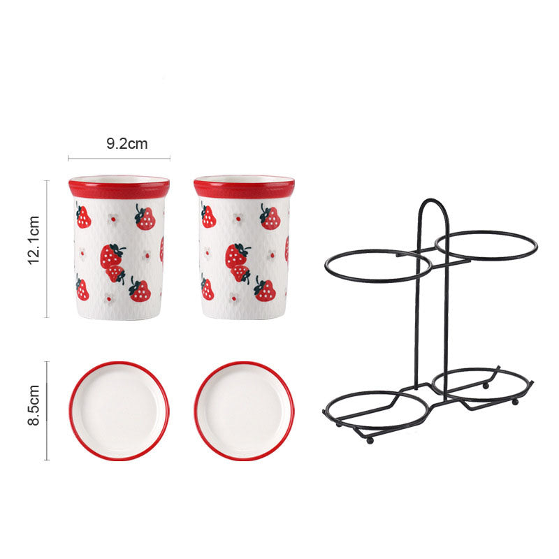 Strawberry Print Chopstick Holder Set of 2 - Kitchen Tool