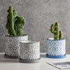 Round Geometric Floral Pot With Plate - Indoor planters and flower pots | Home decor items