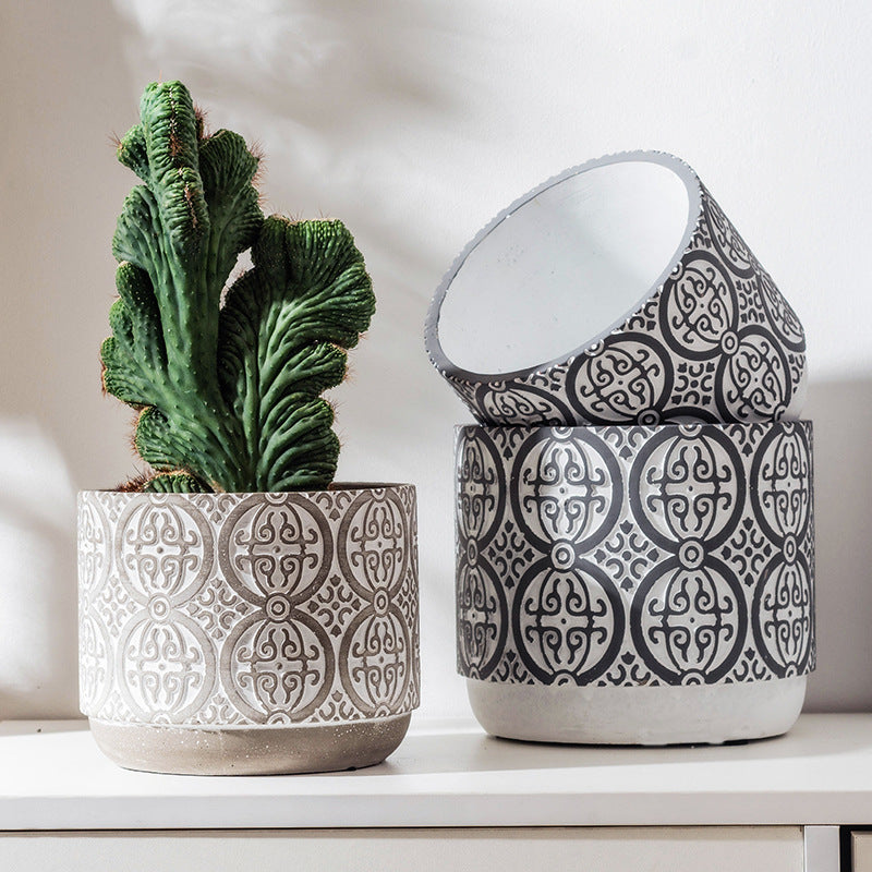 Round Pattern Pot Small - Indoor planters and flower pots | Home decor items
