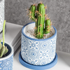 Round Geometric Floral Pot With Plate - Indoor planters and flower pots | Home decor items
