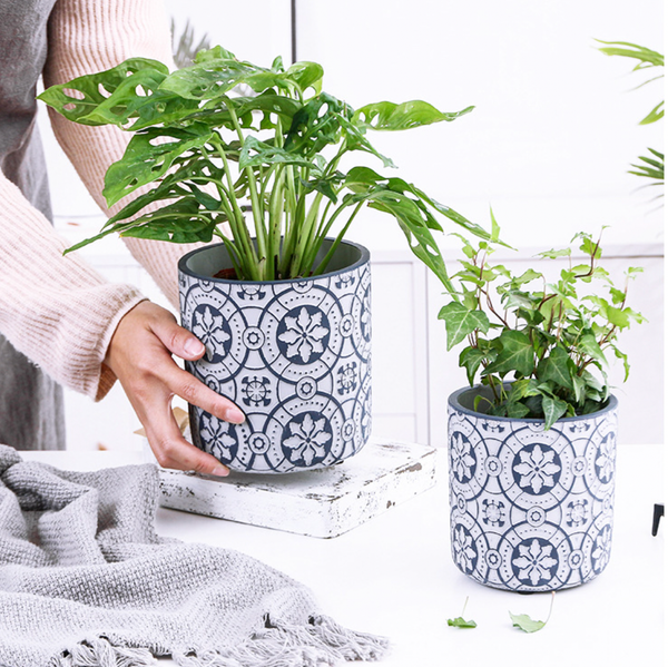 Blue Geometric Pot Small - Indoor planters and flower pots | Home decor items