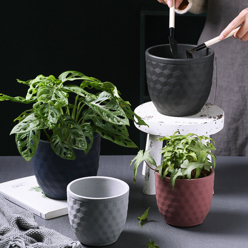 Dark Toned Hexagonal Pattern Pot - Indoor planters and flower pots | Home decor items