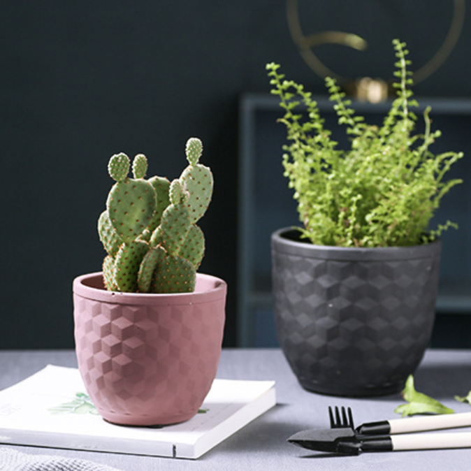 Dark Toned Hexagonal Pattern Pot - Indoor planters and flower pots | Home decor items