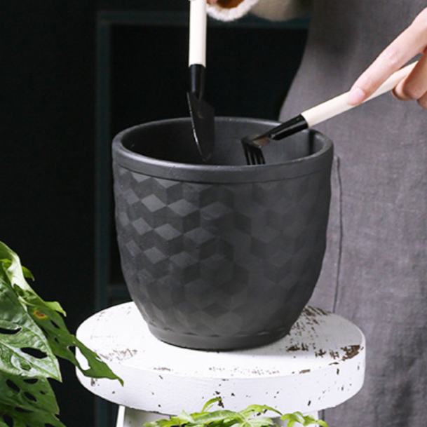 Dark Toned Hexagonal Pattern Pot - Indoor planters and flower pots | Home decor items