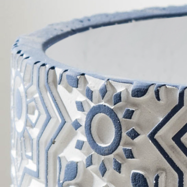 Floral Geometric Blue White Pot - Indoor planters and flower pots | Home decor items