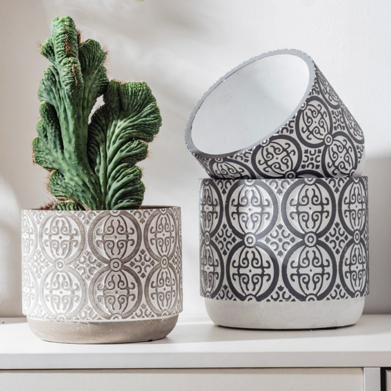 Round Pattern Pot Small - Indoor planters and flower pots | Home decor items
