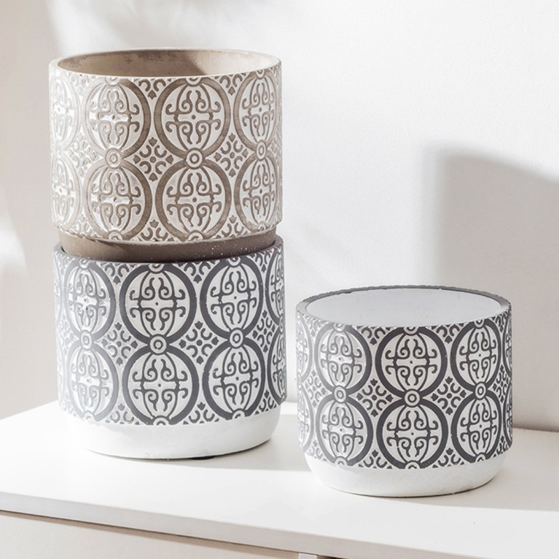 Round Pattern Pot Small - Indoor planters and flower pots | Home decor items
