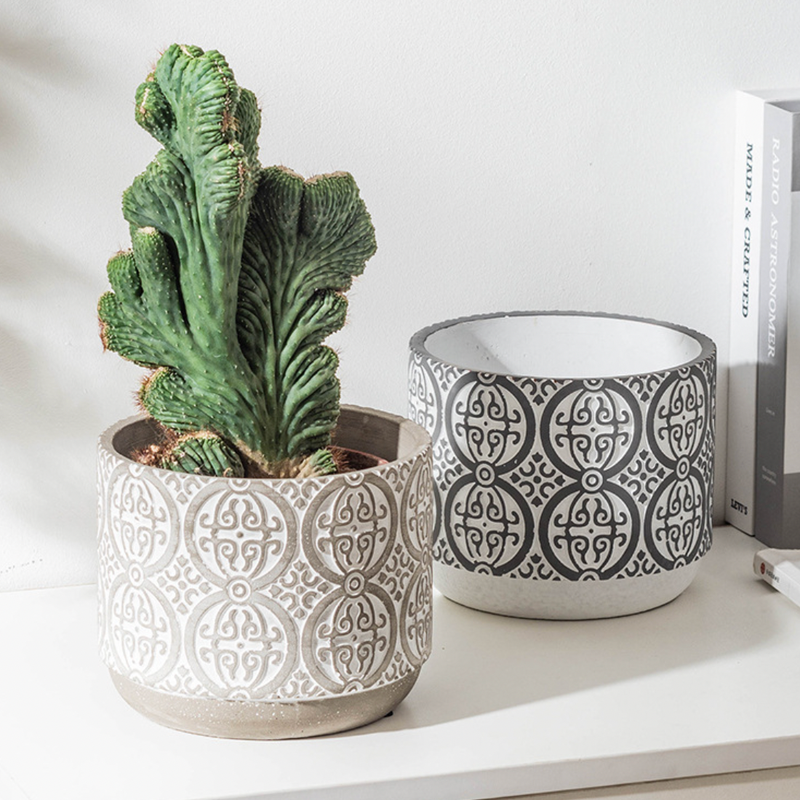 Round Pattern Pot Small - Indoor planters and flower pots | Home decor items
