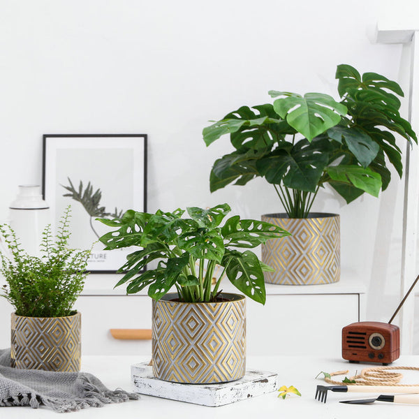 Golden Plant Pot Medium - Indoor planters and flower pots | Home decor items