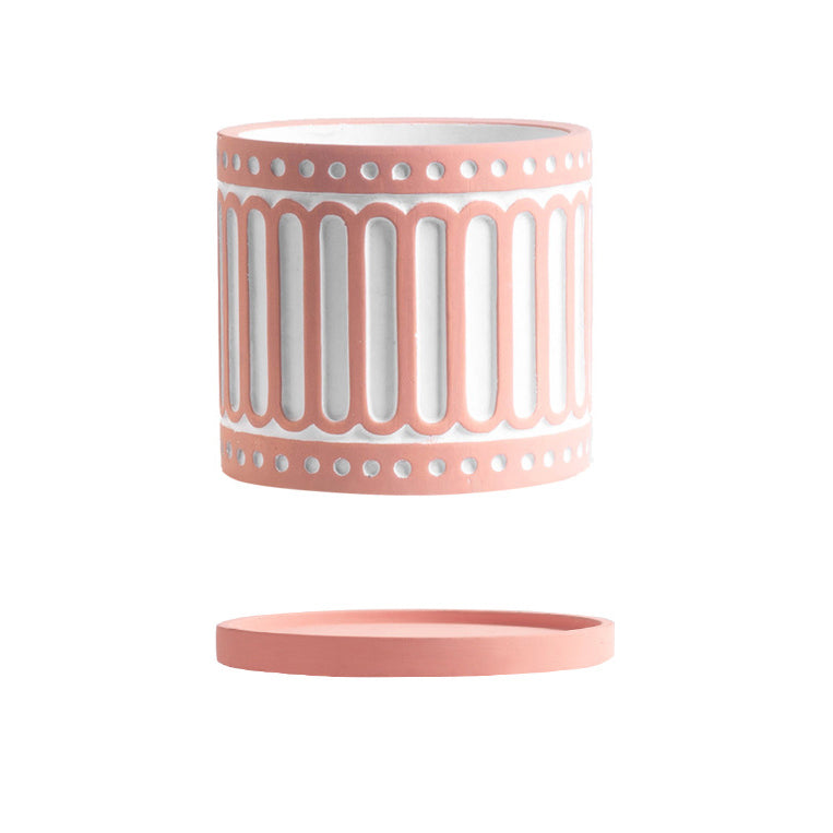 Sculpted Ceramic Pot With Plate - Indoor planters and flower pots | Home decor items