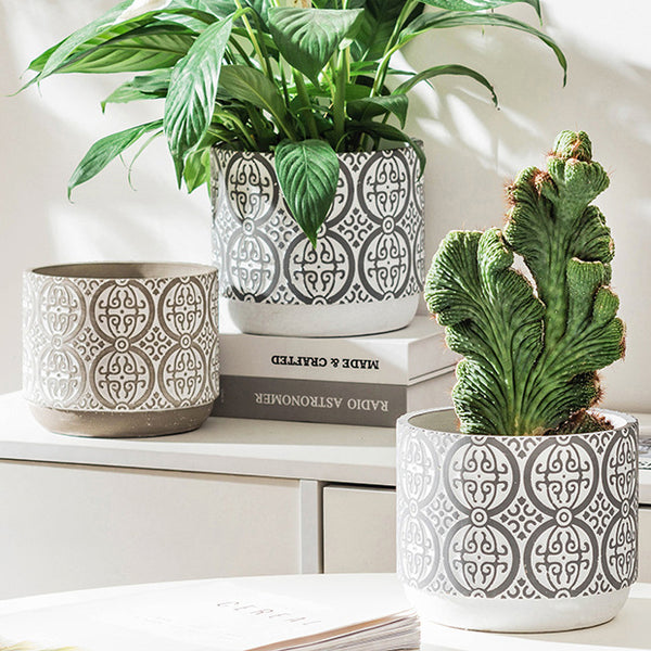 Round Pattern Pot Small - Indoor planters and flower pots | Home decor items