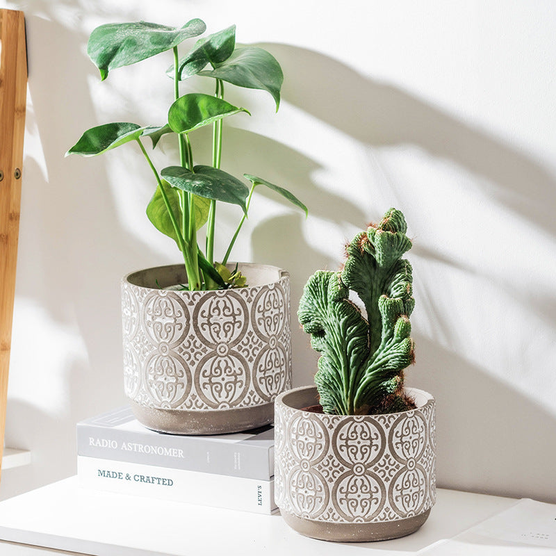 Round Pattern Pot Small - Indoor planters and flower pots | Home decor items