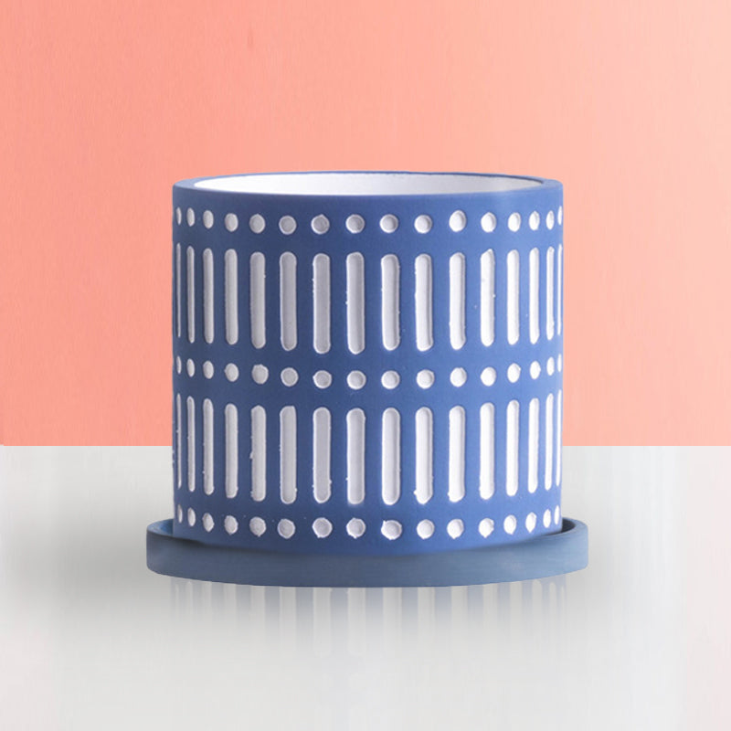 Sculpted Ceramic Pot With Plate - Indoor planters and flower pots | Home decor items