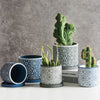 Round Geometric Floral Pot With Plate - Indoor planters and flower pots | Home decor items