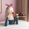 Red Ribbon Girl Showpiece Platter - Showpiece | Home decor item | Room decoration item