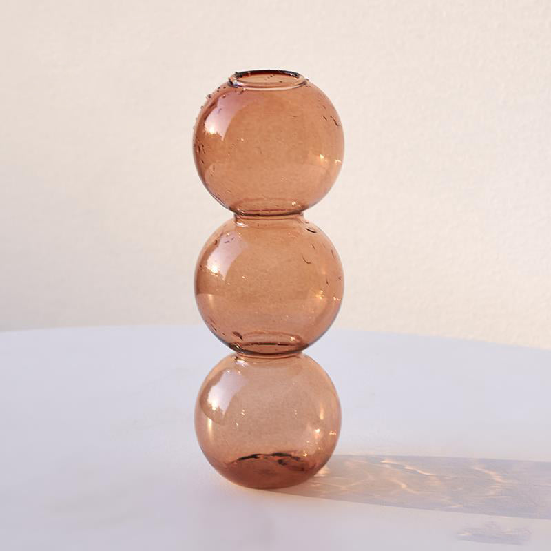 Three Bubbles Glass Vase - Flower vase for home decor, office and gifting | Home decoration items