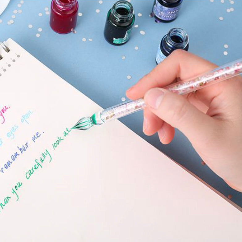 Galaxia Starry Glass Dip Pen With 4 Ink Bottles