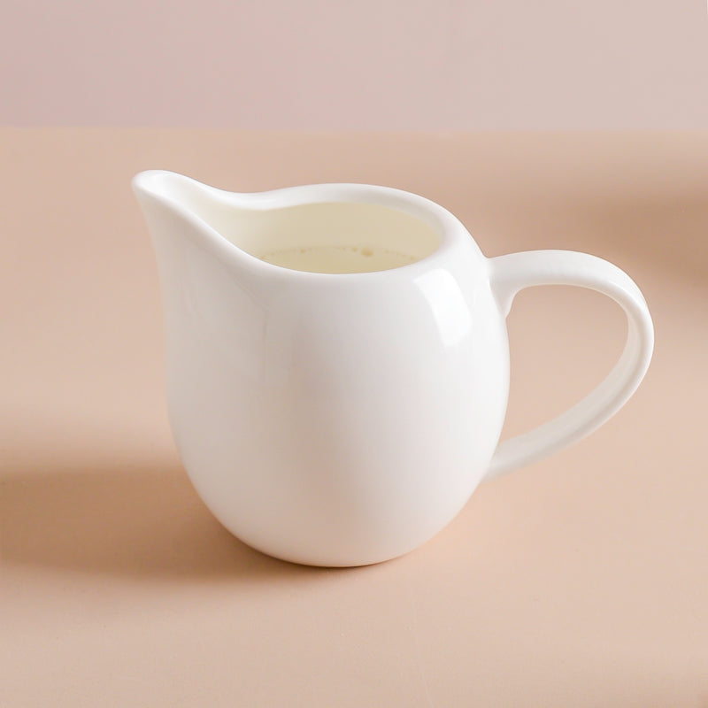 Riona Ceramic Creamer White - Coffee creamer, milk pot | Milk pot for Dining table & Home decor