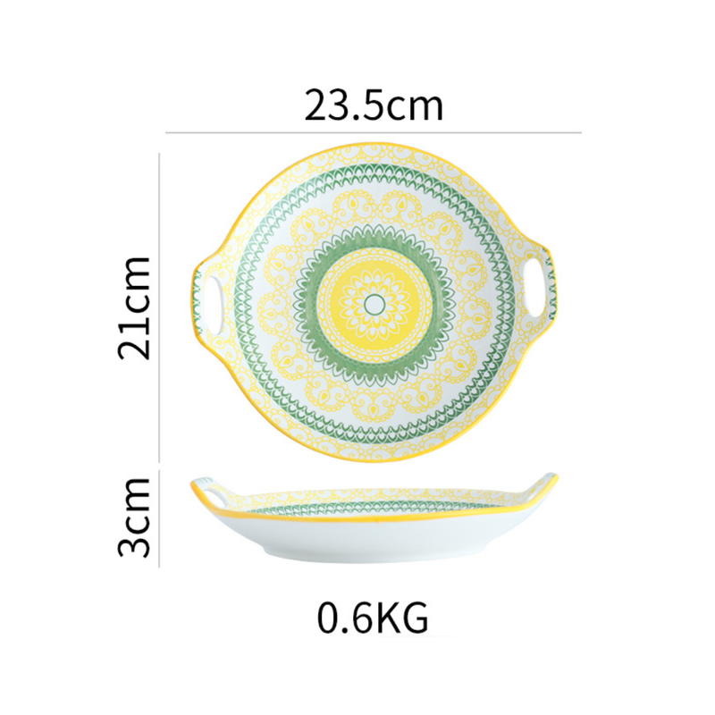 Mandala Round Dish - Ceramic platter, serving platter, fruit platter | Plates for dining table & home decor