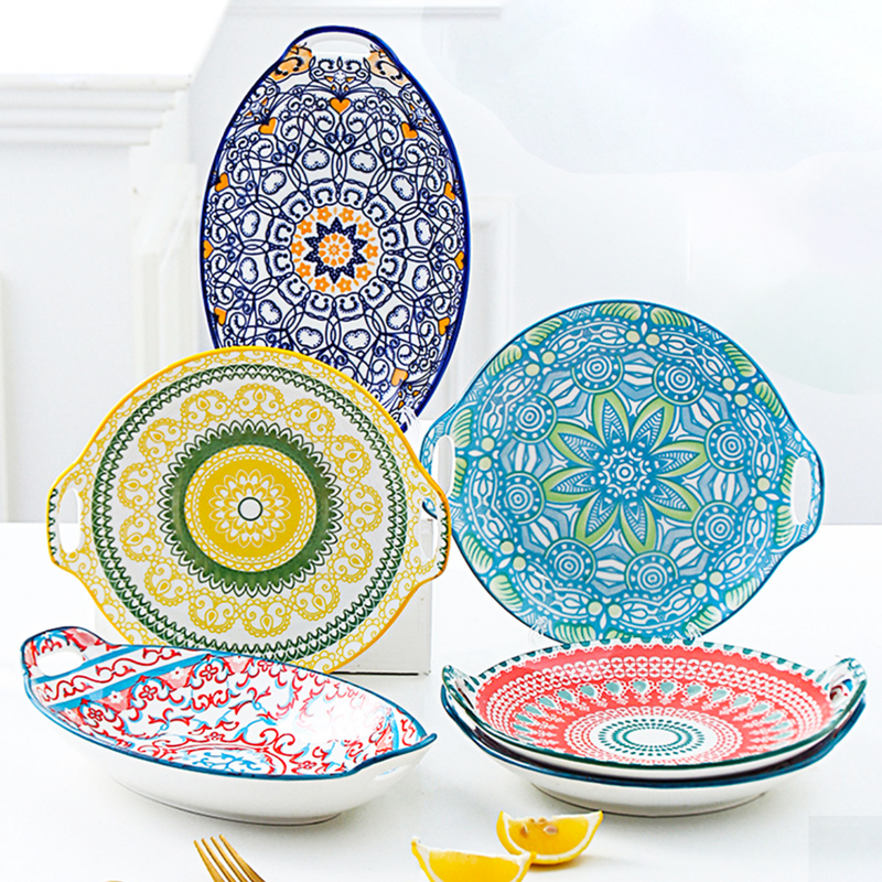 Mandala Round Dish - Ceramic platter, serving platter, fruit platter | Plates for dining table & home decor