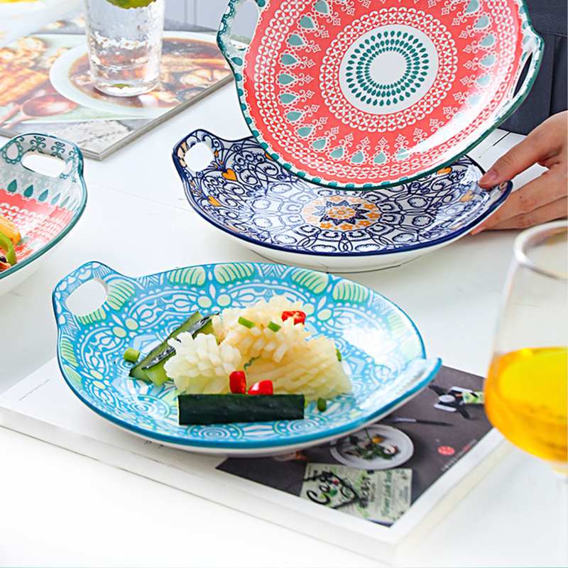 Mandala Round Dish - Ceramic platter, serving platter, fruit platter | Plates for dining table & home decor