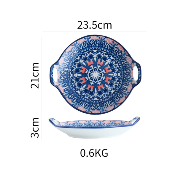 Mandala Round Dish - Ceramic platter, serving platter, fruit platter | Plates for dining table & home decor