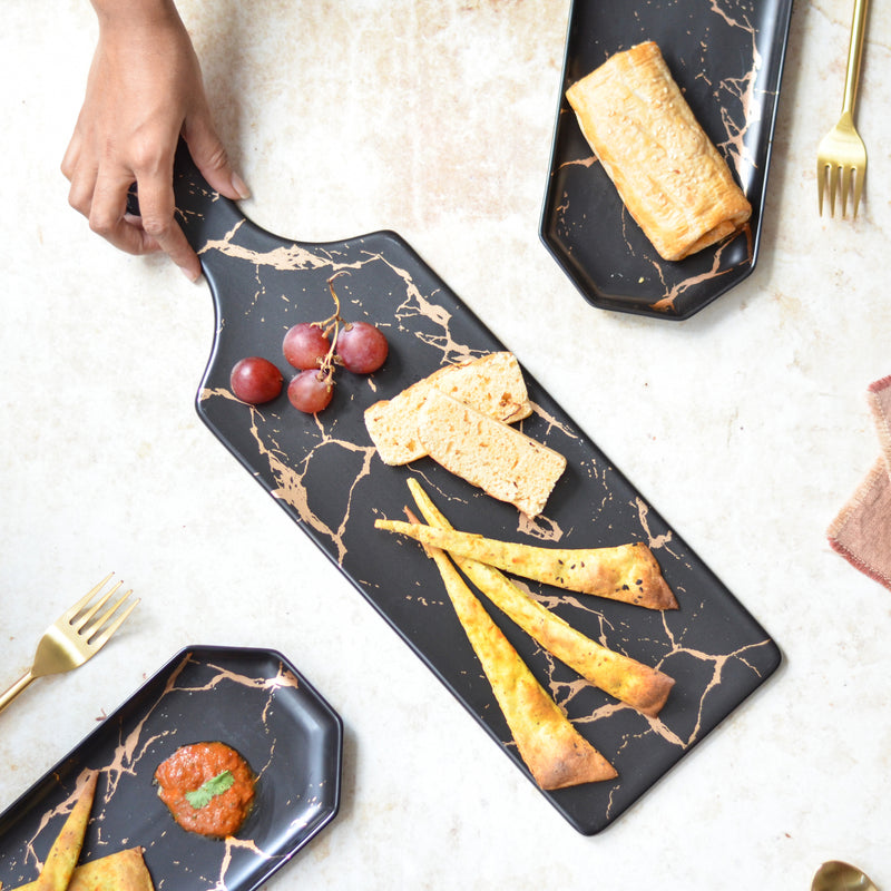 Black Marble Serving Platter - Ceramic platter, serving platter, fruit platter | Plates for dining table & home decor