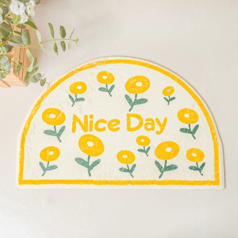 Yellow Flowers Semicircle Rug