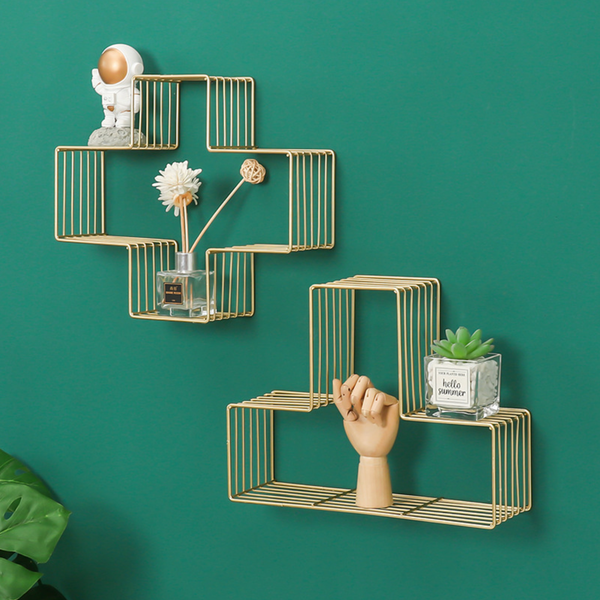 Modern Metal Hanging Shelf - Gold - Wall shelf and floating shelf | Shop wall decoration & home decoration items