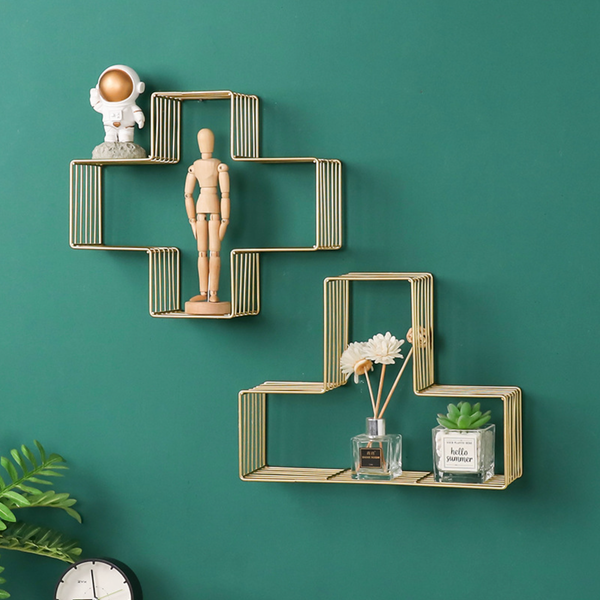 Modern Metal Hanging Shelf - Gold - Wall shelf and floating shelf | Shop wall decoration & home decoration items
