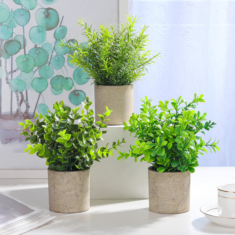Pot With Faux Flowers - Decorative plant for home decor | Room decoration items