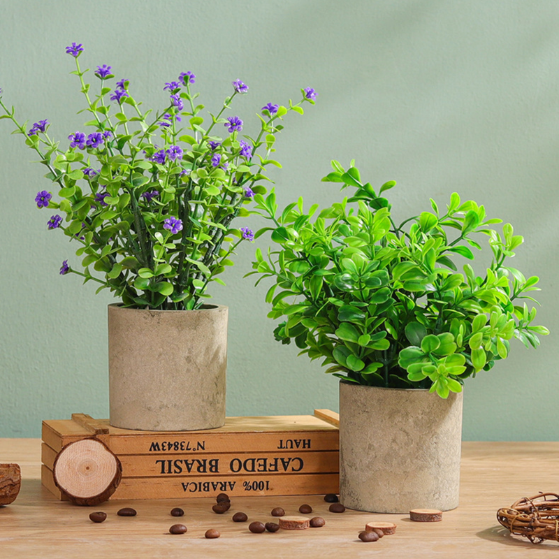 Pot With Faux Flowers - Decorative plant for home decor | Room decoration items