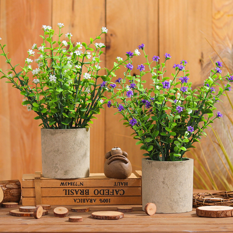 Pot With Faux Flowers - Decorative plant for home decor | Room decoration items