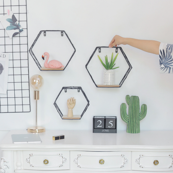 Hexagonal Shelf - Wall shelf and floating shelf | Shop wall decoration & home decoration items