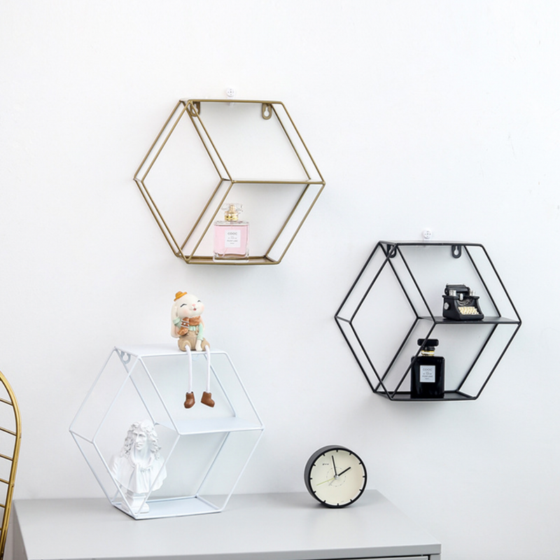 Hexagon Wall Shelf - Black - Wall shelf and floating shelf | Shop wall decoration & home decoration items