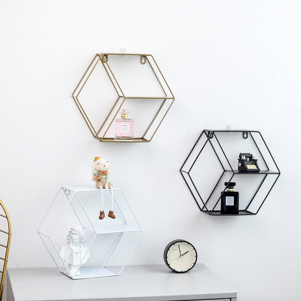 Hexagon Wall Shelf - White - Wall shelf and floating shelf | Shop wall decoration & home decoration items