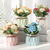 Ceramic Vase with Flowers - Blue - Flower vase for home decor, office and gifting | Room decoration items