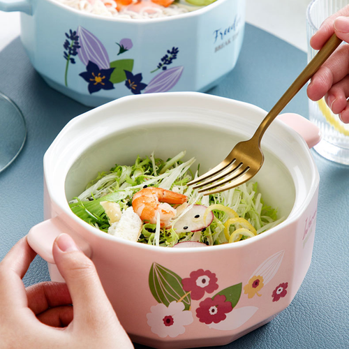 Ceramic Cookware with Lid - Serving bowl with lid, ceramic bowls with lids, noodle bowl, bowl with handle | Bowls for dining table & home decor