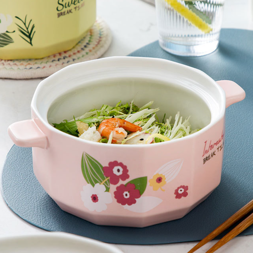 Ceramic Cookware with Lid - Serving bowl with lid, ceramic bowls with lids, noodle bowl, bowl with handle | Bowls for dining table & home decor