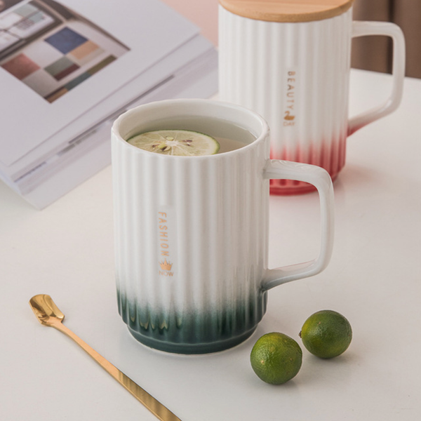 Ceramic Mug with Lid and Spoon