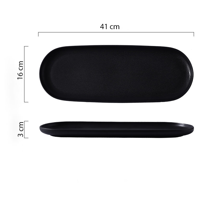 Black Long Ceramic Serving Platter - Ceramic platter, serving platter, fruit platter | Plates for dining table & home decor