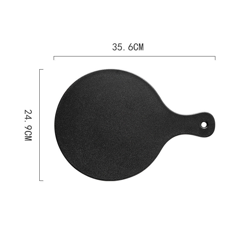 Black Pizza Platter With Handle - Ceramic platter, serving platter, fruit platter | Plates for dining table & home decor