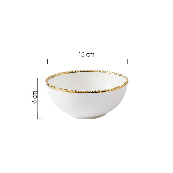 Snack Bowl With Gold Rim 300 ml - Bowl,ceramic bowl, snack bowls, curry bowl, popcorn bowls | Bowls for dining table & home decor