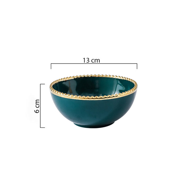 Snack Bowl With Gold Rim 300 ml - Bowl,ceramic bowl, snack bowls, curry bowl, popcorn bowls | Bowls for dining table & home decor