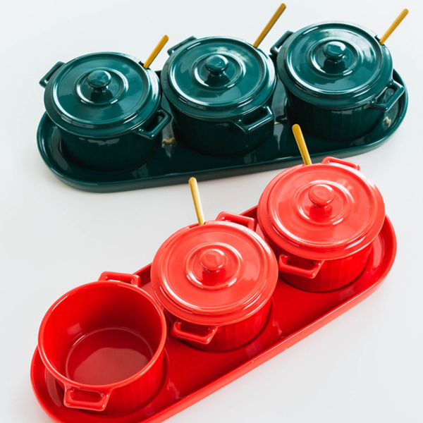 Green Spice Jar Set With Tray - Jar