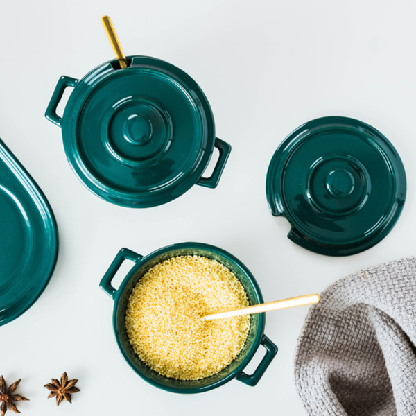 Green Spice Jar Set With Tray