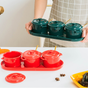 Red Spice Jar Set With Tray - Jar