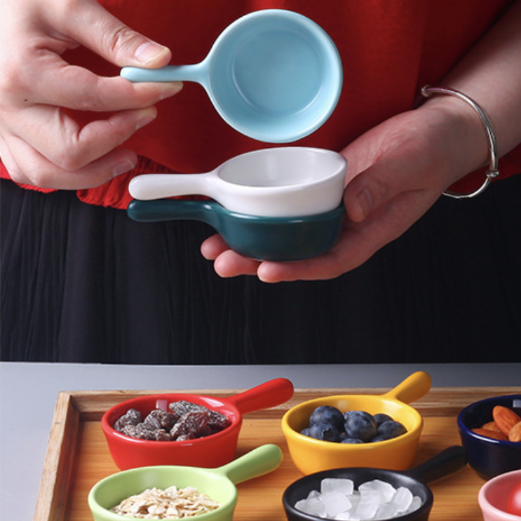 Dip Bowl With Handle Set of 9 - Bowl, ceramic bowl, dip bowls, chutney bowl, dip bowls ceramic | Bowls for dining table & home decor 